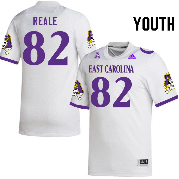 Youth #82 Gage Reale ECU Pirates College Football Jerseys Stitched-White